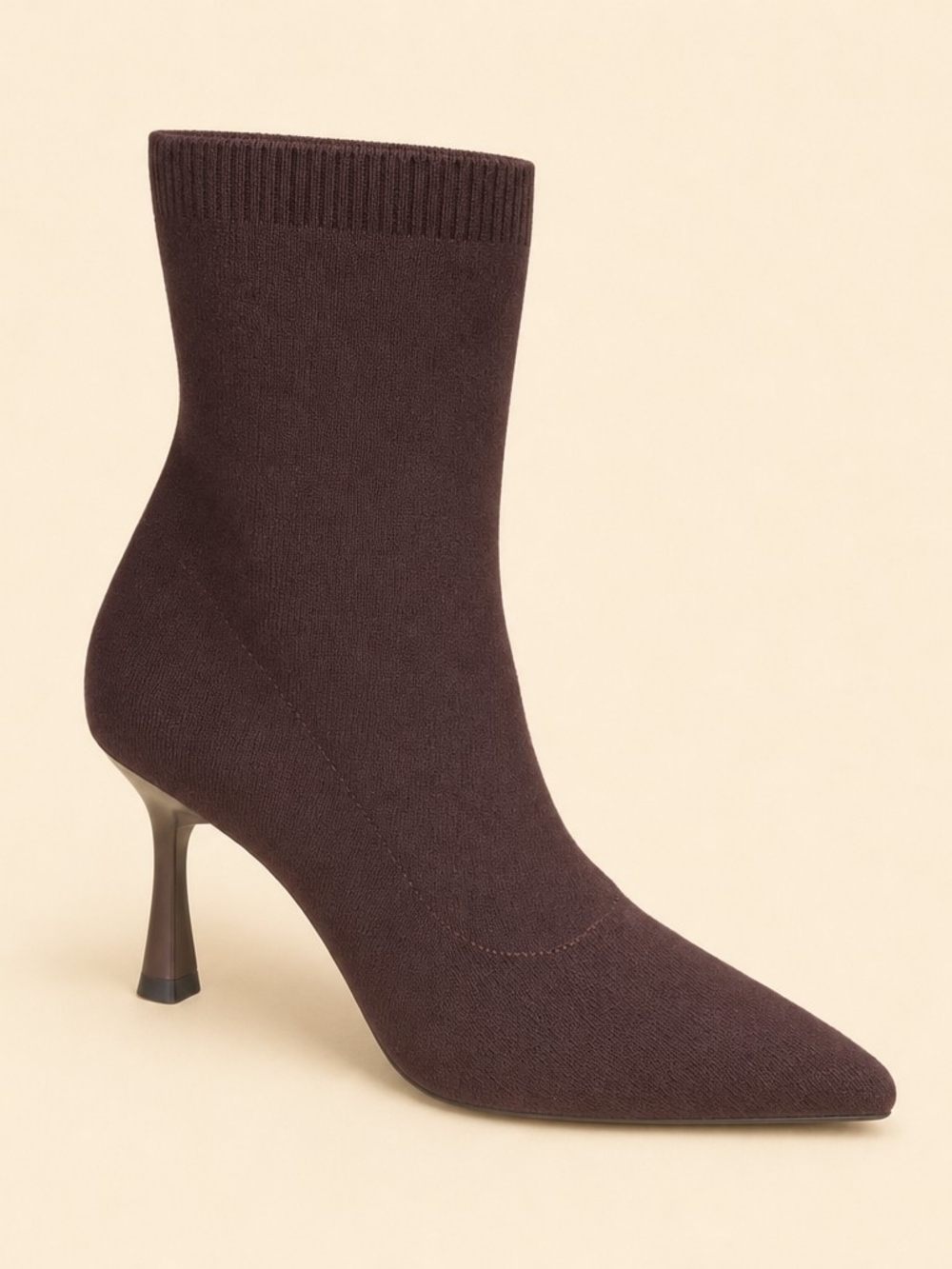Women's Stretch Knit Pointed Sock Boot - Chocolate Brown